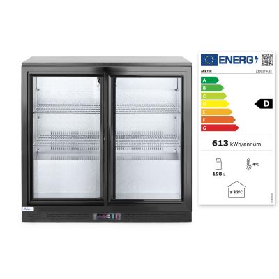 Zadní barová chladnička s dvojitými posuvnými dveřmi, Arktic, 158L, Černá, 230V/160W, 900x520x(H)865mm | 233917